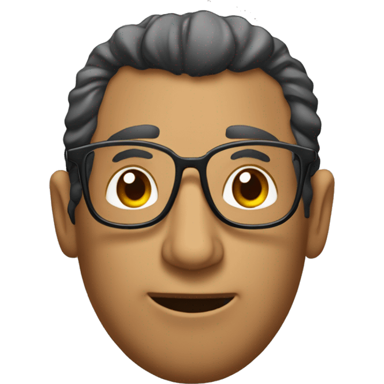 Chico trigueño con semirulos y lentes trasparentes emoji