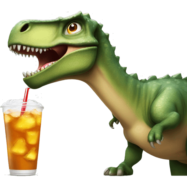 dinosaur with cold drink emoji