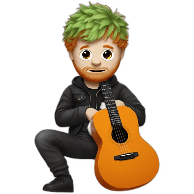 ed sheeran with his guitar disguised with a halloween costume emoji