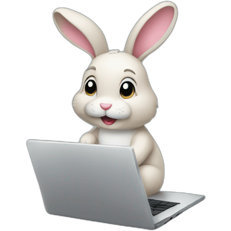 Bunny typing on laptop emoji