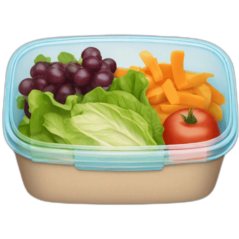 plastic lunchbox of salad emoji