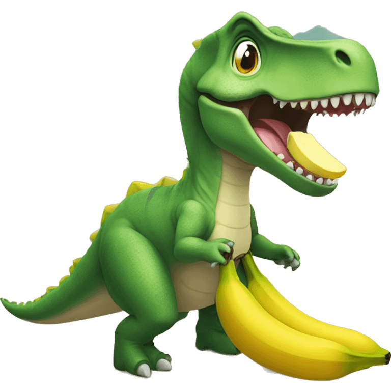 Dinosaur eating banana on beach emoji