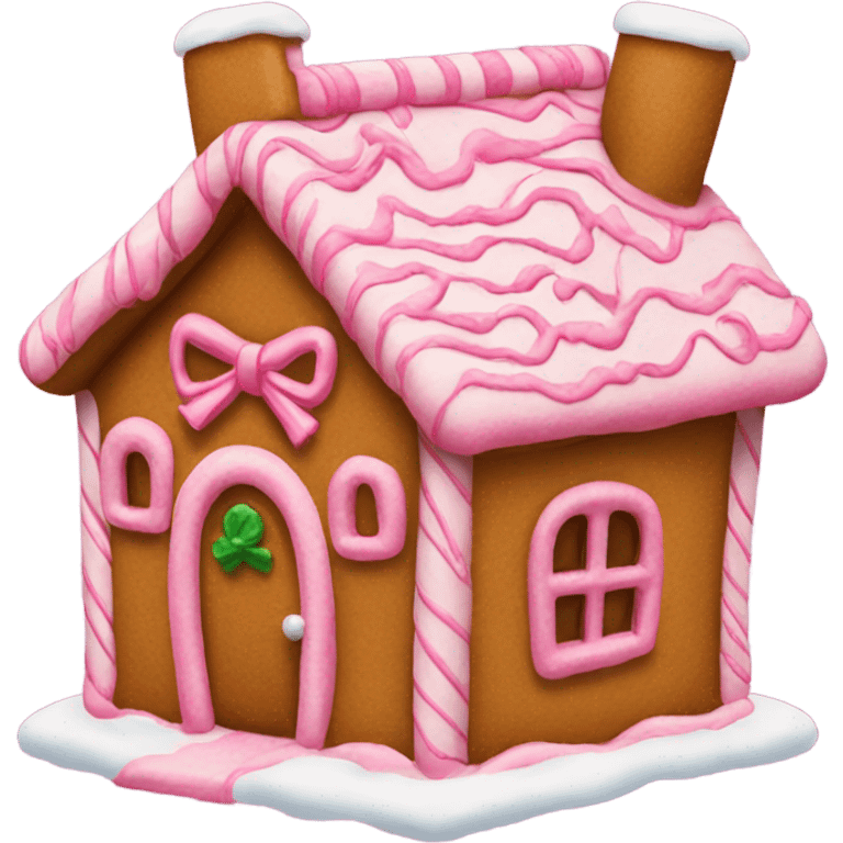 Gingerbread house with a pink bow  emoji