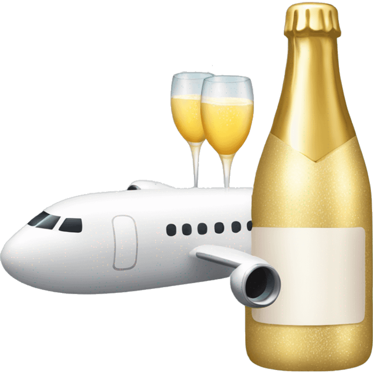  Christening Plane and a bottle of champagne  emoji