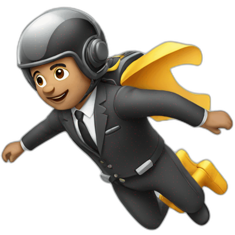 suit man flying jetpack emoji