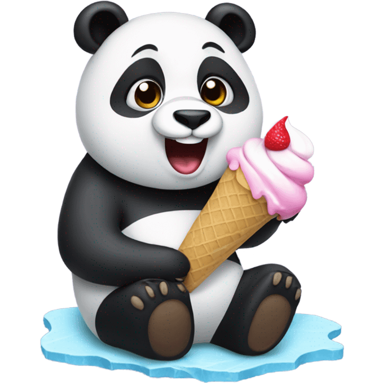 Panda eating ice cream emoji