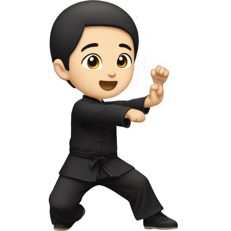 kid playing  peng tai ji in black uniform  emoji