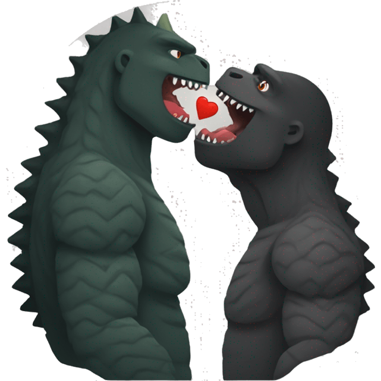 Godzilla and Kong kissing emoji