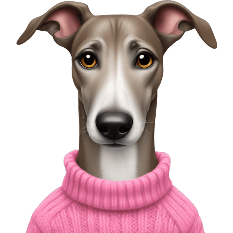 Greyhound wearing pink sweater  emoji