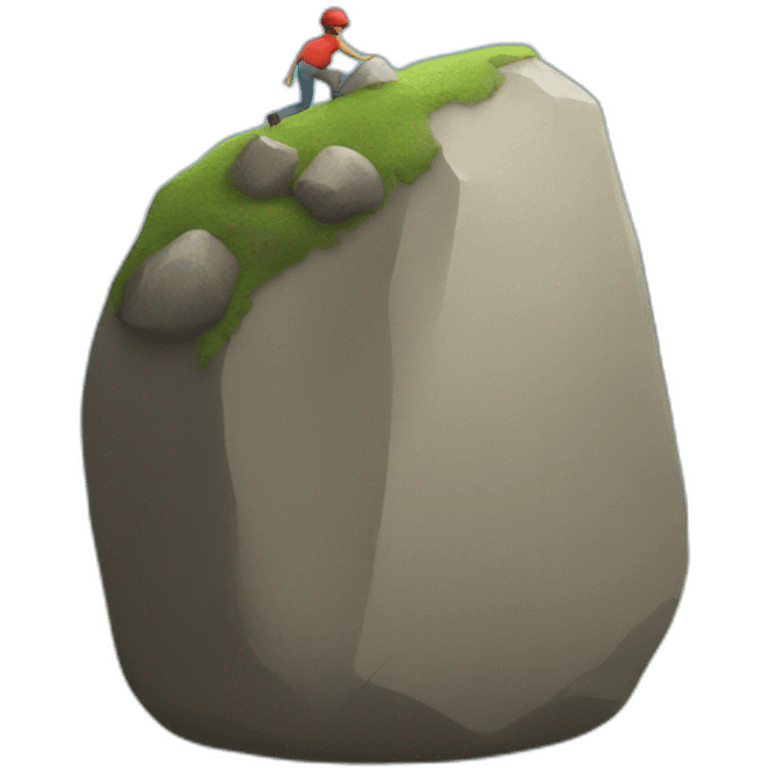 tiny man rolling a boulder up a mountain emoji