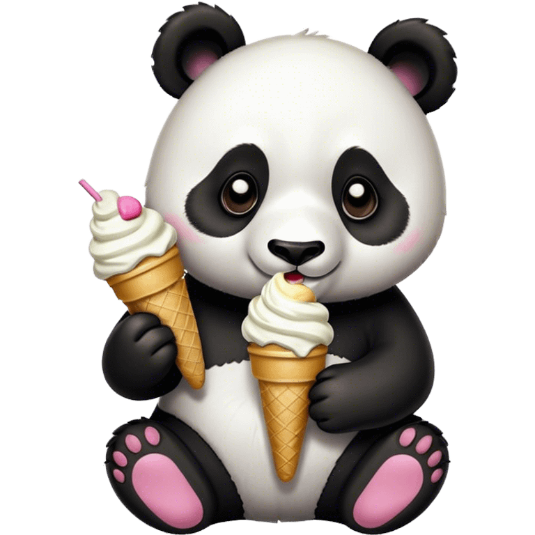 Panda eating ice cream emoji