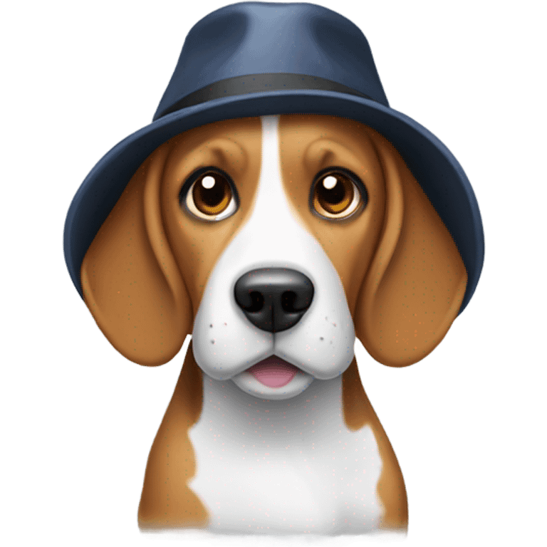 A beagle with a hat emoji