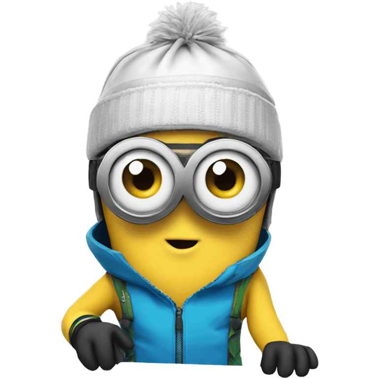 Minion on snowboard wearing goggles emoji