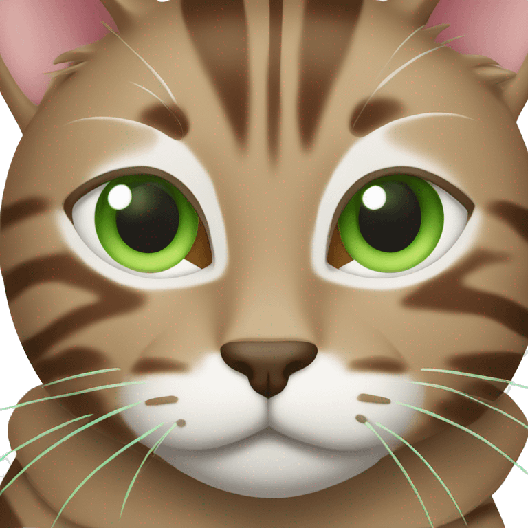 Brown striped cat with green eyes emoji