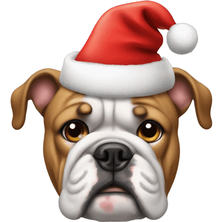 bulldog in christmas hat emoji