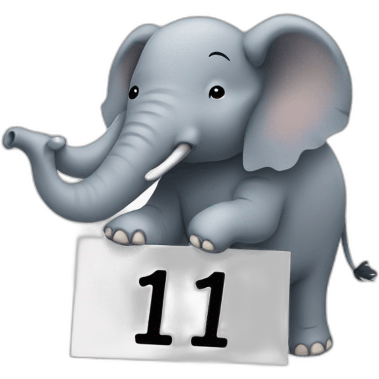 close up of an elephant holding a big sign that says #1Fan emoji