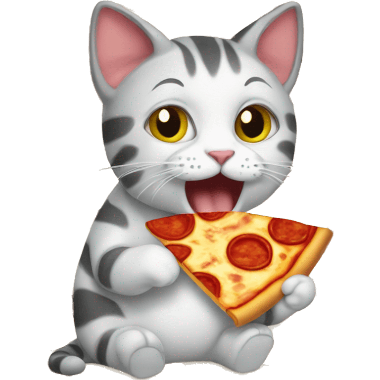 A cat eating pizza emoji