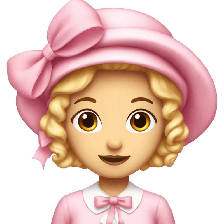 Pink bonnet with bow emoji