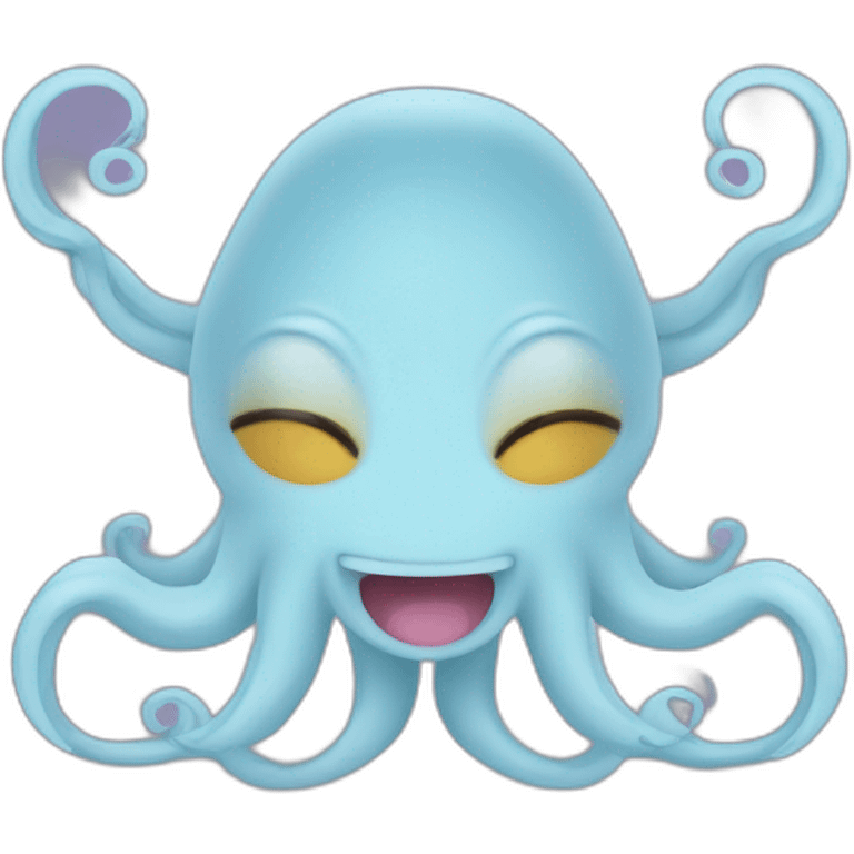 Cute kraken cute face eyes closed making yoga emoji