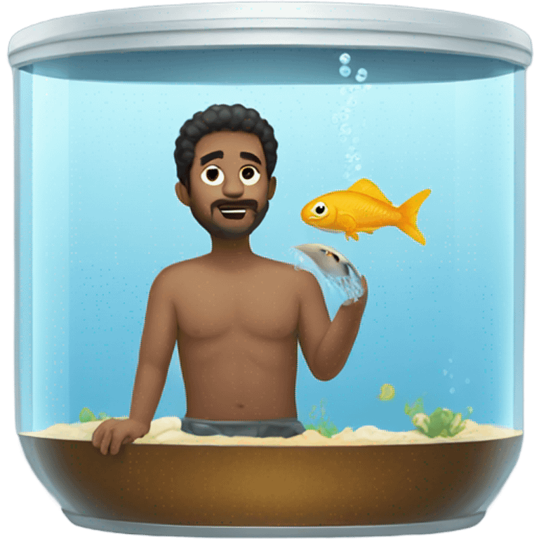 Man bathing in fish tank  emoji