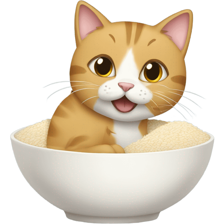 Cat eating lots if rice emoji