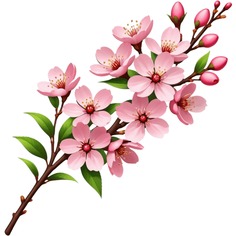 big bouquet Cherry Blossom, luxuriant, stem, leaf emoji