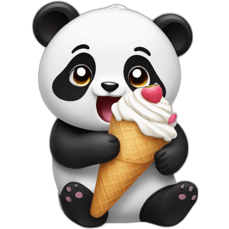 Panda eating ice cream emoji