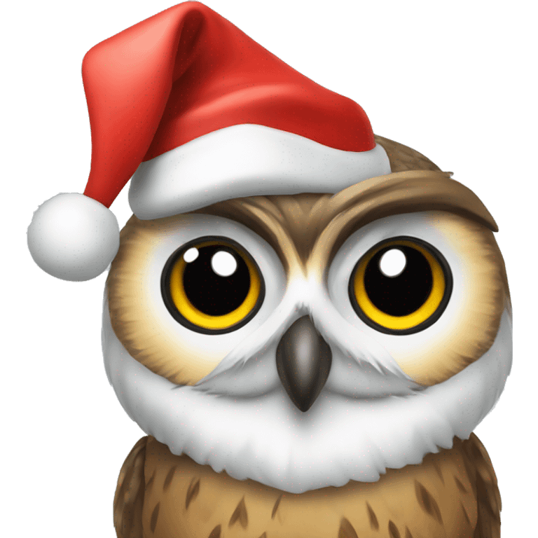 Owl with chrismas hat  emoji