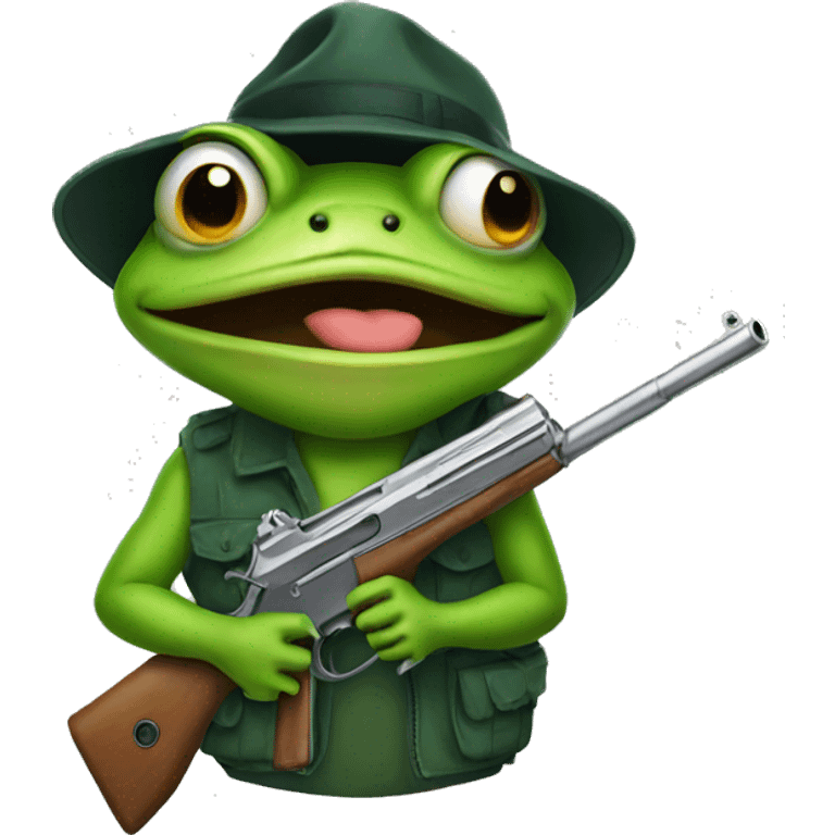 Frog with a gun emoji