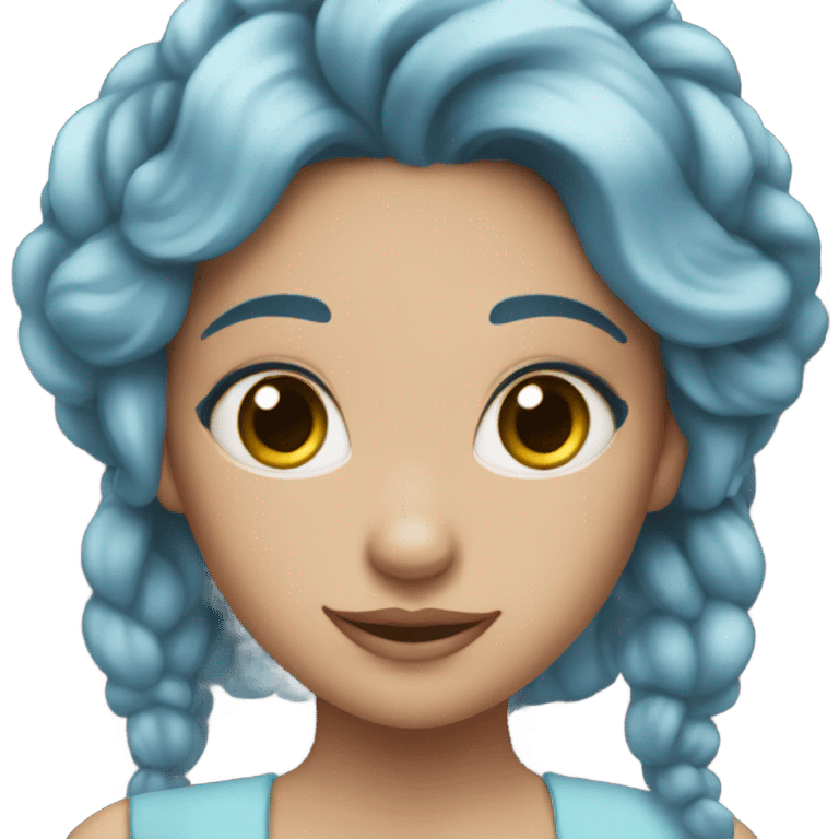 Princess with Blue hair and Brown eyes emoji