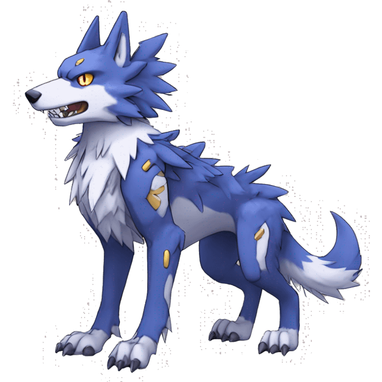  Cool Edgy Digimon-Fakemon-Garurumon-Loogamon-Dorulumon-Wolf with edgy markings full body emoji