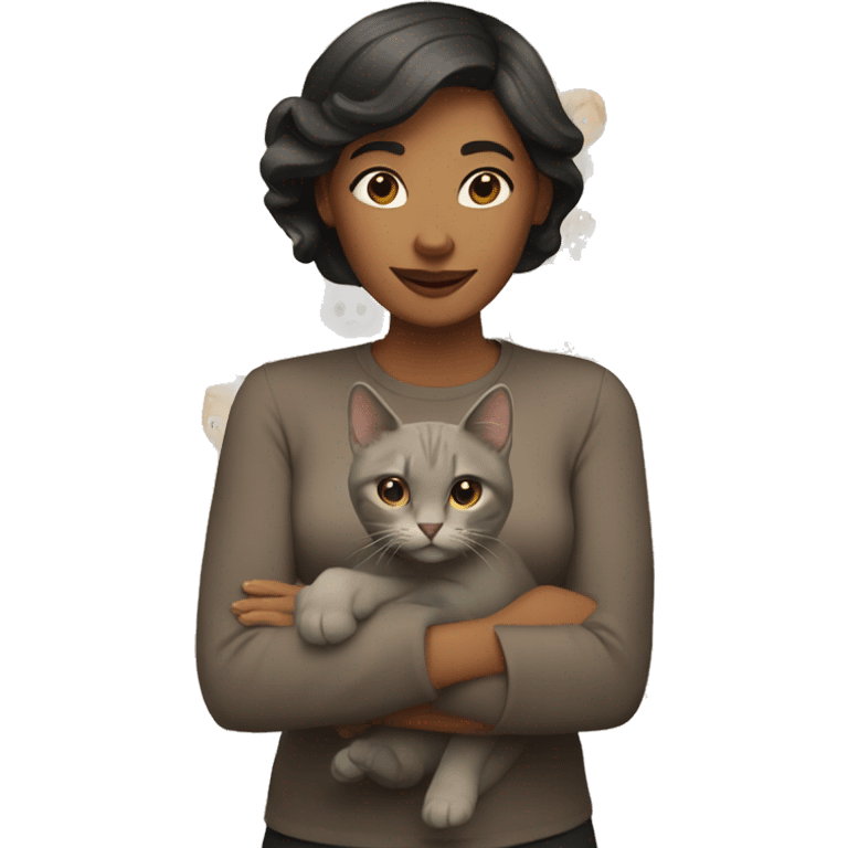 Una mujer con un gato emoji