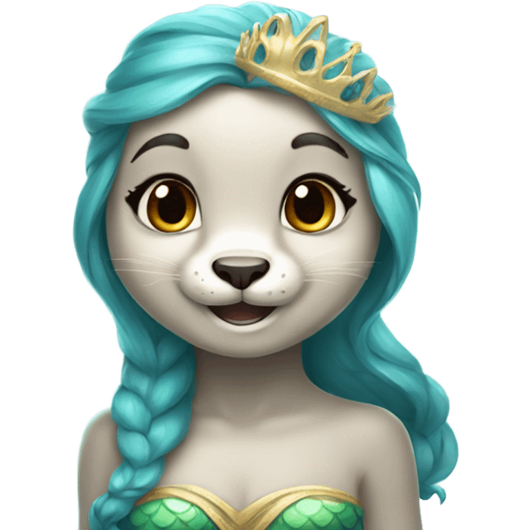 A cute and happy otter face as a mermaid princess. emoji