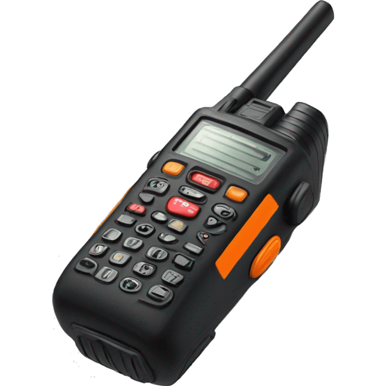 black walkie talkie with red-orange button on side emoji