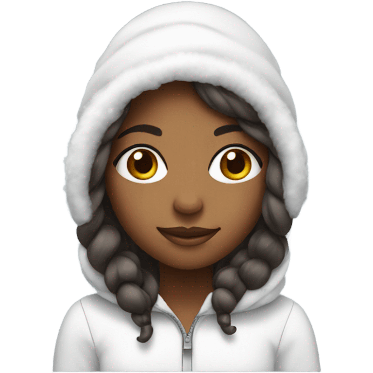 Brown girl with long hair in a snow suit  emoji