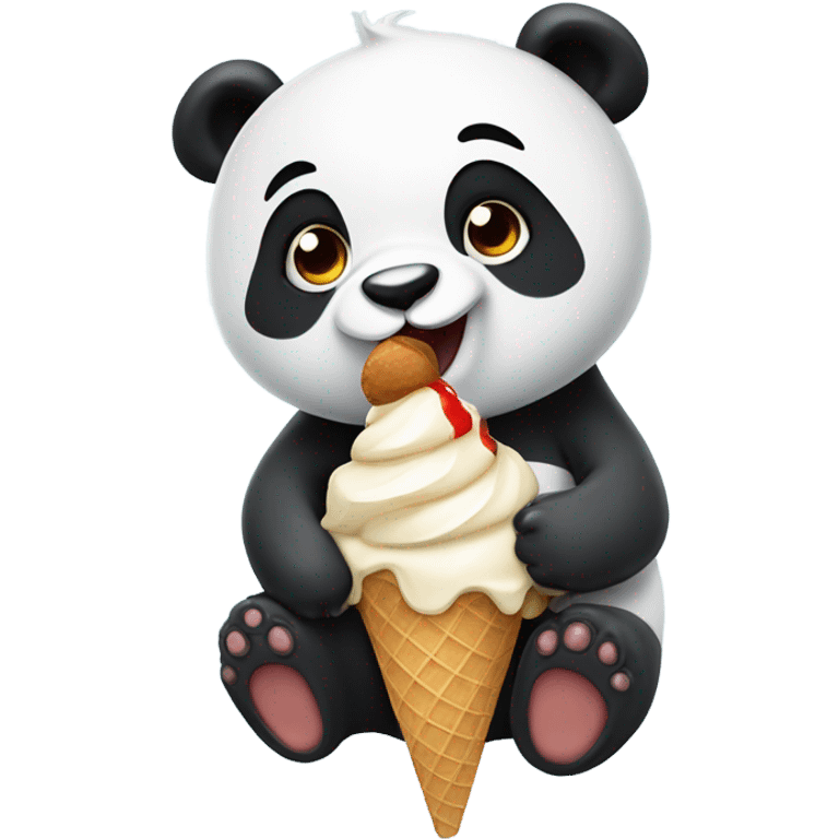 Panda eating ice cream emoji