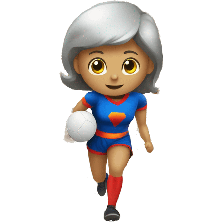 Pelota gigante y una chica encima de la pelota haciendo de supermán  emoji