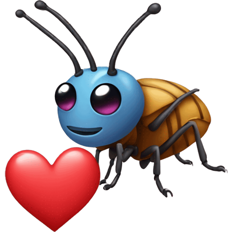 Bug holding a love heart  emoji