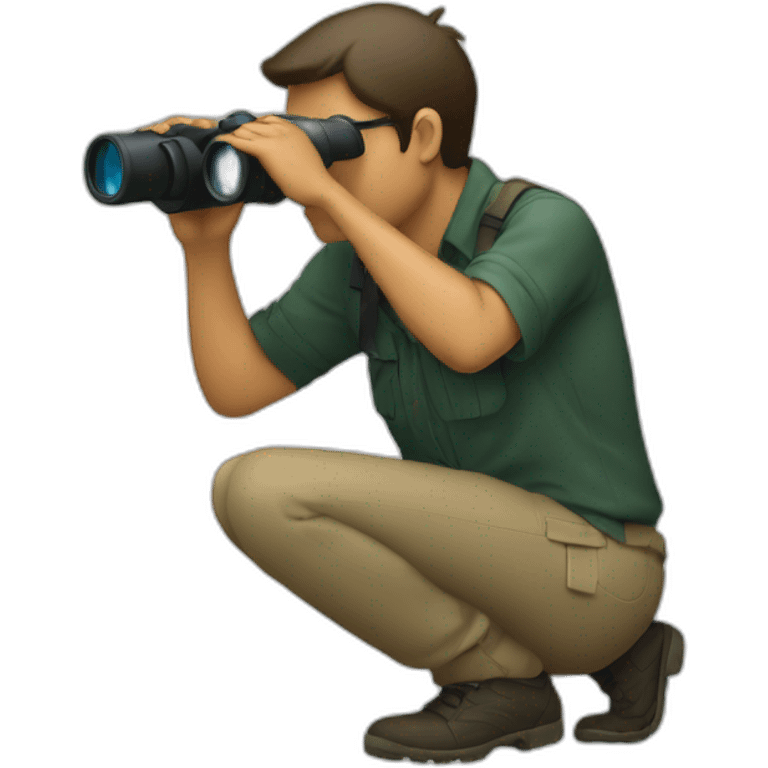 person using binoculars crouching emoji