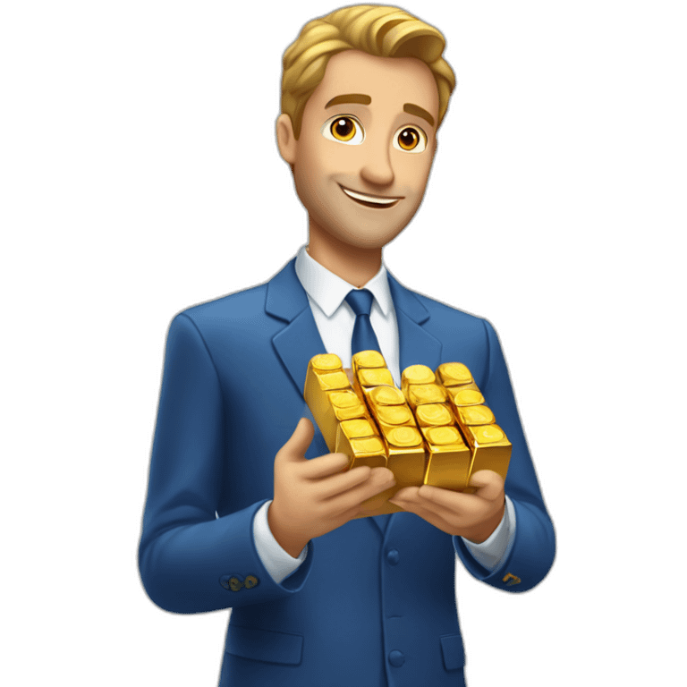 High-resolution-Posh-man-with-blue-suit-offering-goldbar emoji