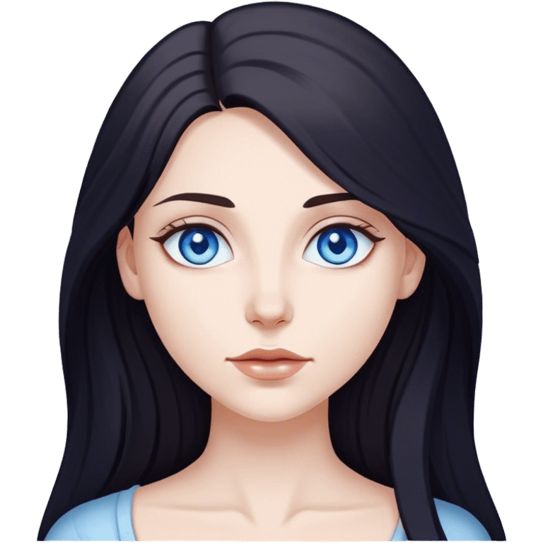 White woman blue eyes long dark hair emoji