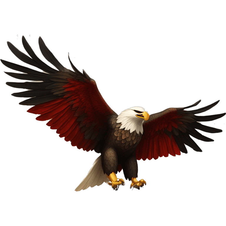 A majestic eagle with fully outstretched wings, symbolizing the supreme leader of the brotherhood. The gaze is authoritative and wise, and the red, black, and gold colors are intensified emoji