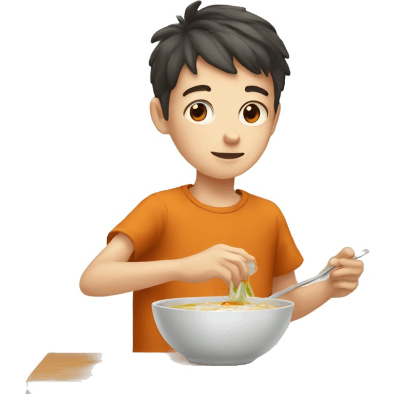 white kid making small bowl of soup emoji