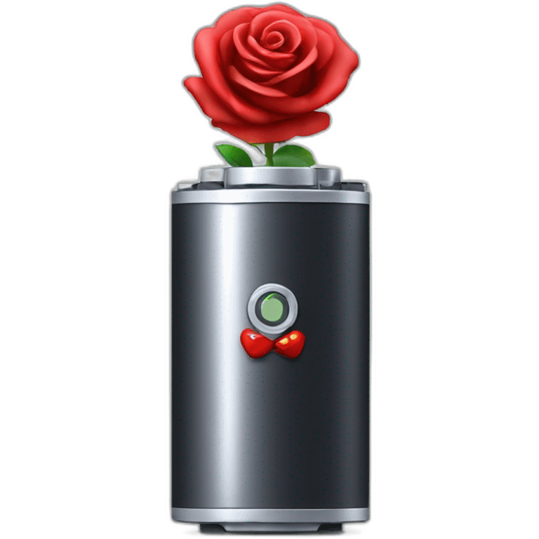 Fully charged Battery with red rose  emoji