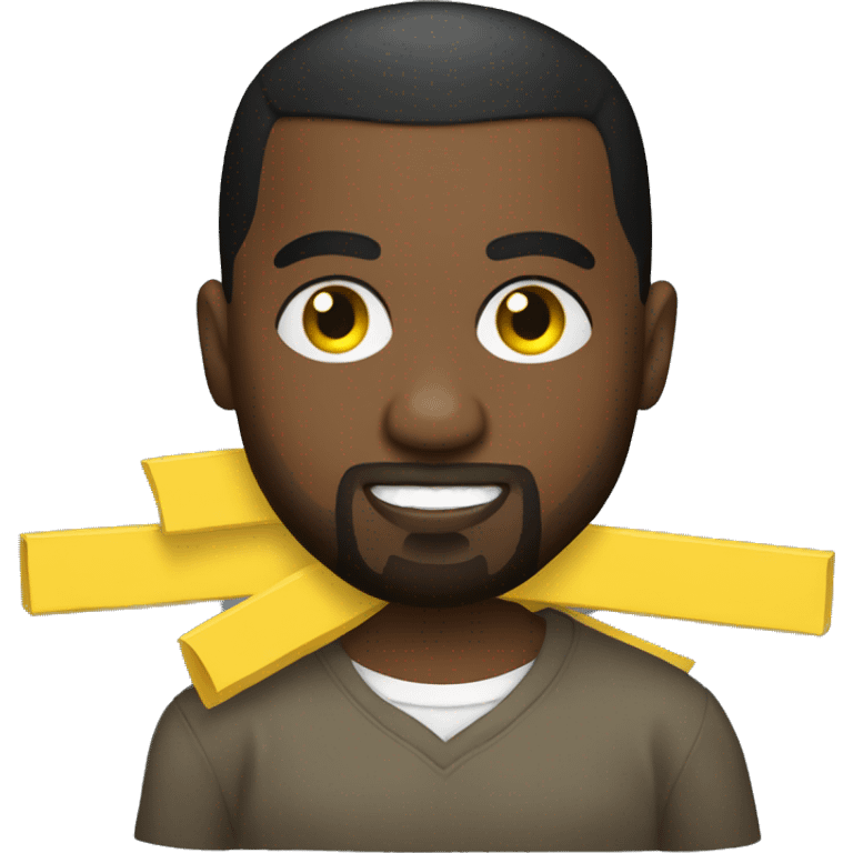 Kanye west holds a yellow sign emoji