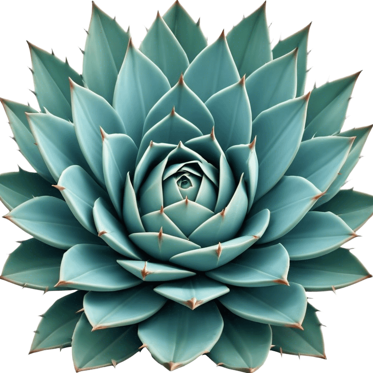 Cinematic Realistic Agave Emoji, Bold and spiky, with long, pointed leaves forming a rosette pattern. The sharp edges and soft blue-green hue exude a sense of rugged beauty and desert resilience. Soft glowing outline, capturing the essence of survival and strength in a striking agave plant! emoji