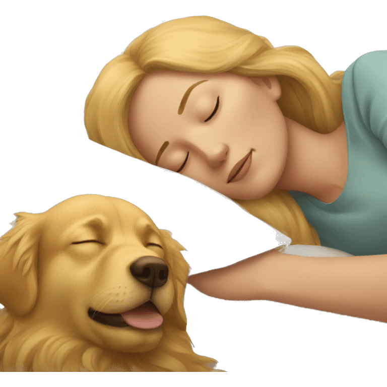 woman asleep with golden retriever  emoji