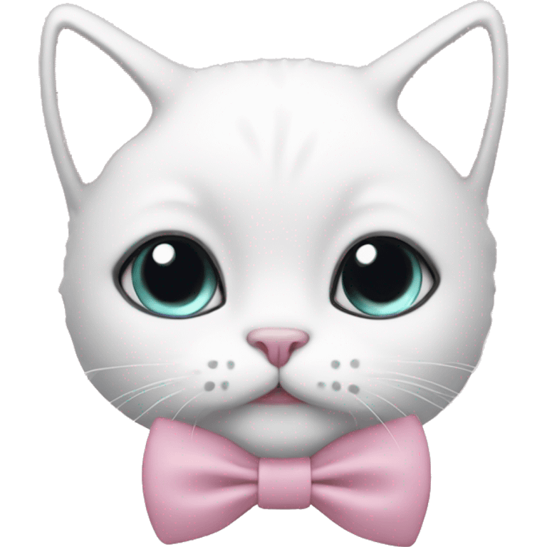 cute white cat wearing baby pink mask with bow emoji