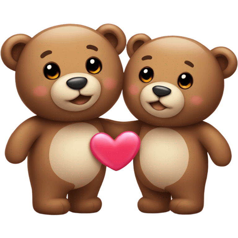 two cute teddy bears in love emoji