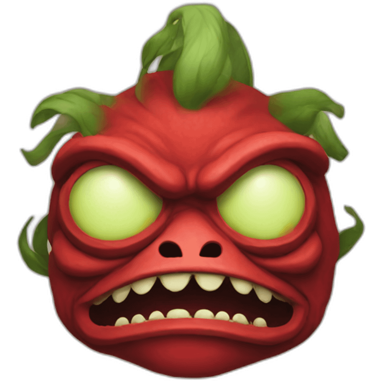 pepe wearing a oni mask with red smoke coming from eyes and mouth emoji